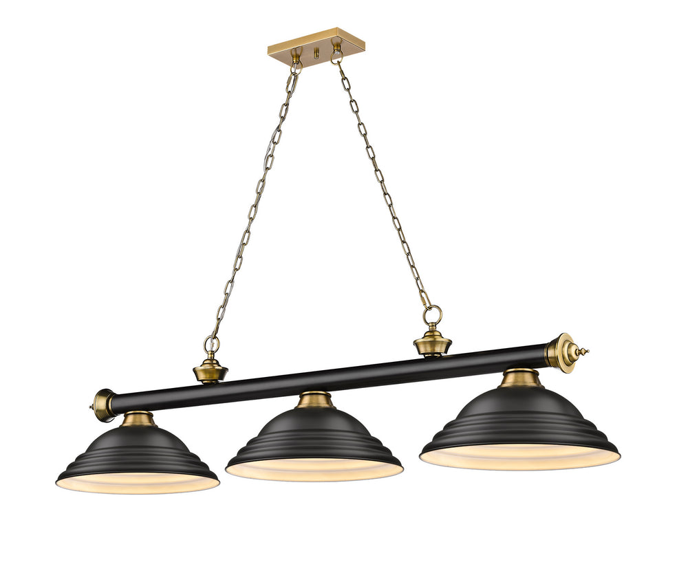 Z-Lite Canada - Three Light Billiard - Cordon - Matte Black + Rubbed Brass- Union Lighting Luminaires Decor