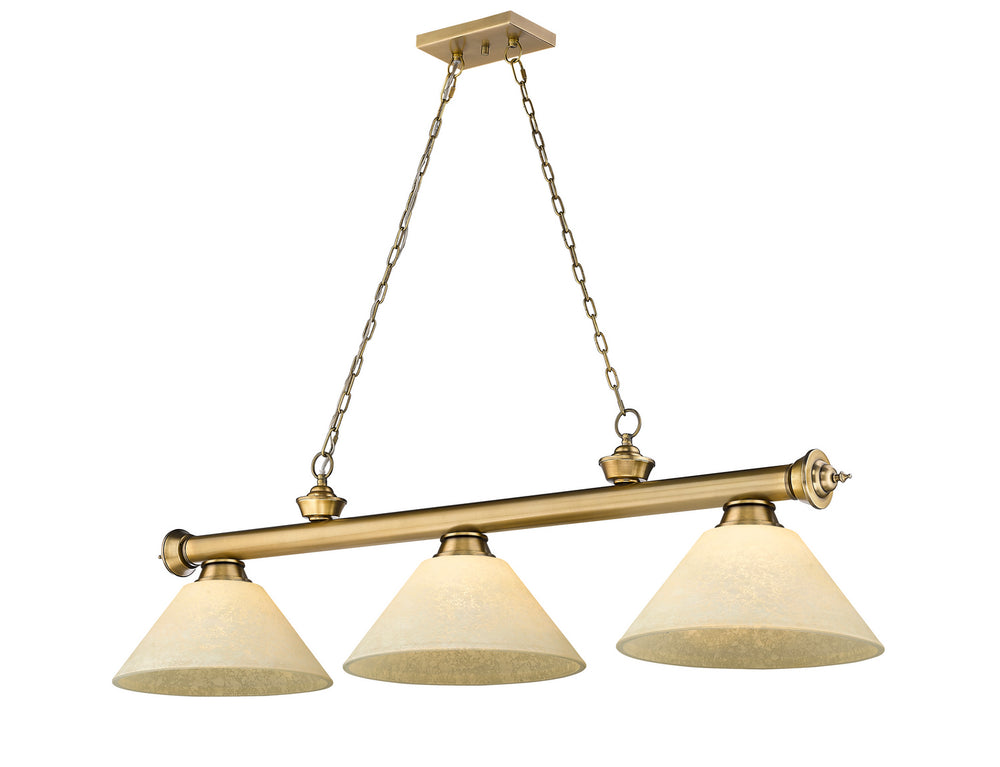 Z-Lite Canada - Three Light Billiard - Cordon - Rubbed Brass- Union Lighting Luminaires Decor