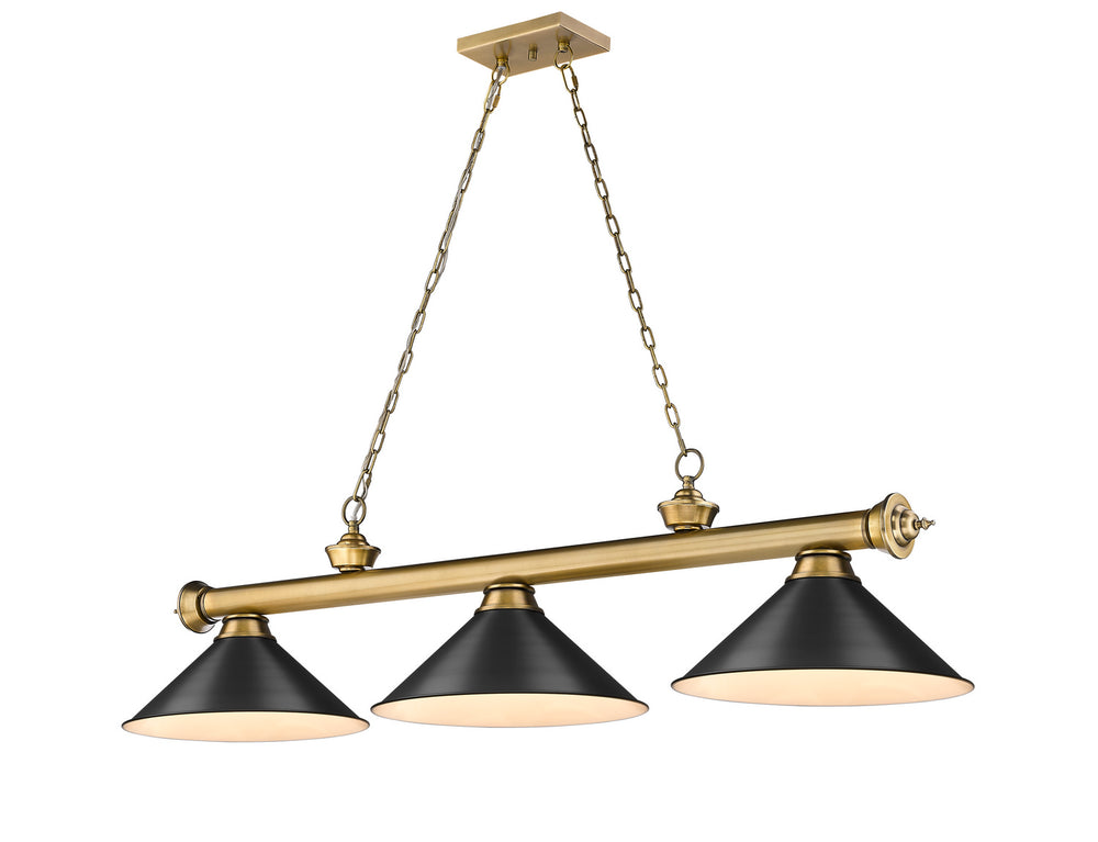Z-Lite Canada - Three Light Billiard - Cordon - Rubbed Brass- Union Lighting Luminaires Decor