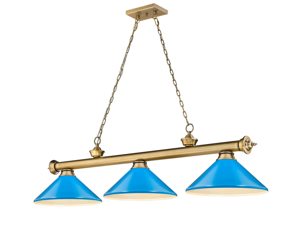 Z-Lite Canada - Three Light Billiard - Cordon - Rubbed Brass- Union Lighting Luminaires Decor