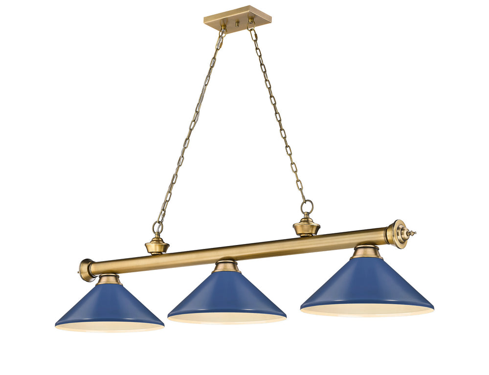 Z-Lite Canada - Three Light Billiard - Cordon - Rubbed Brass- Union Lighting Luminaires Decor