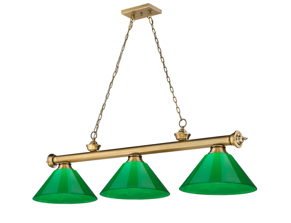 Z-Lite Canada - Three Light Billiard - Cordon - Rubbed Brass- Union Lighting Luminaires Decor