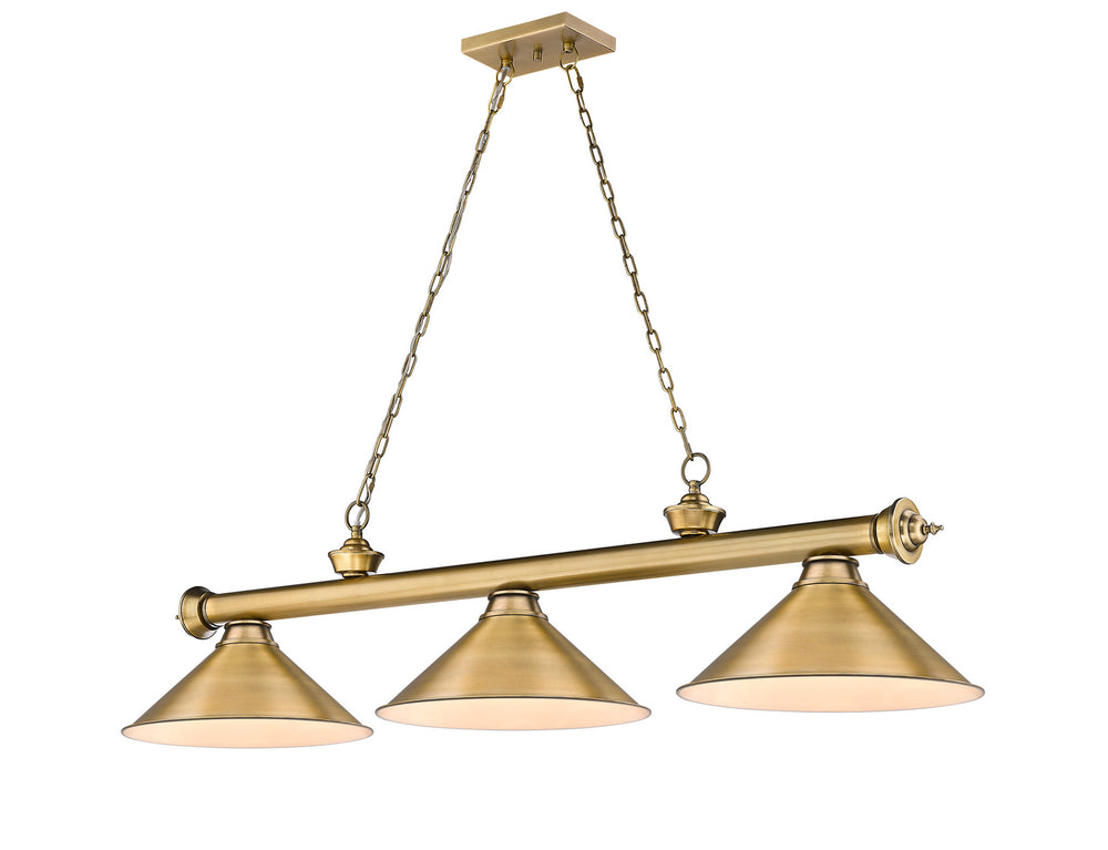 Z-Lite Canada - Three Light Billiard - Cordon - Rubbed Brass- Union Lighting Luminaires Decor