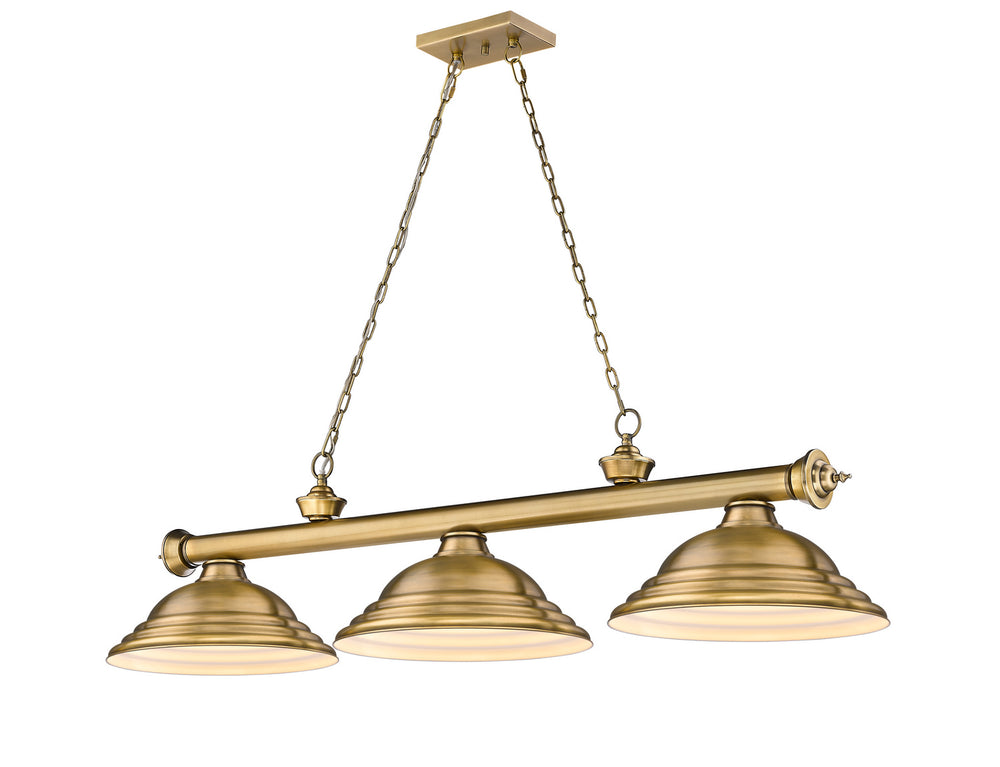 Z-Lite Canada - Three Light Billiard - Cordon - Rubbed Brass- Union Lighting Luminaires Decor