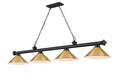 Z-Lite Canada - Four Light Billiard - Cordon - Matte Black + Rubbed Brass- Union Lighting Luminaires Decor