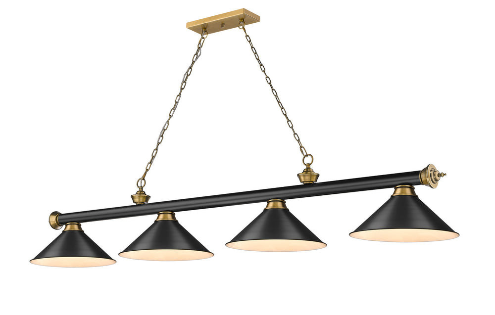 Z-Lite Canada - Four Light Billiard - Cordon - Matte Black + Rubbed Brass- Union Lighting Luminaires Decor