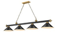 Z-Lite Canada - Four Light Billiard - Cordon - Matte Black + Rubbed Brass- Union Lighting Luminaires Decor