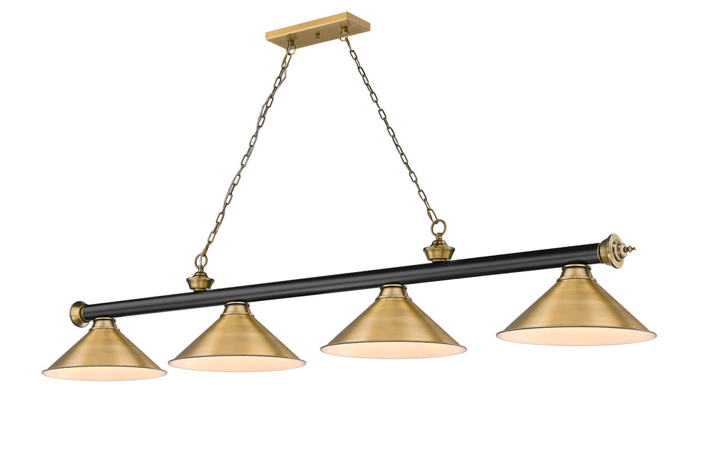 Z-Lite Canada - Four Light Billiard - Cordon - Matte Black + Rubbed Brass- Union Lighting Luminaires Decor