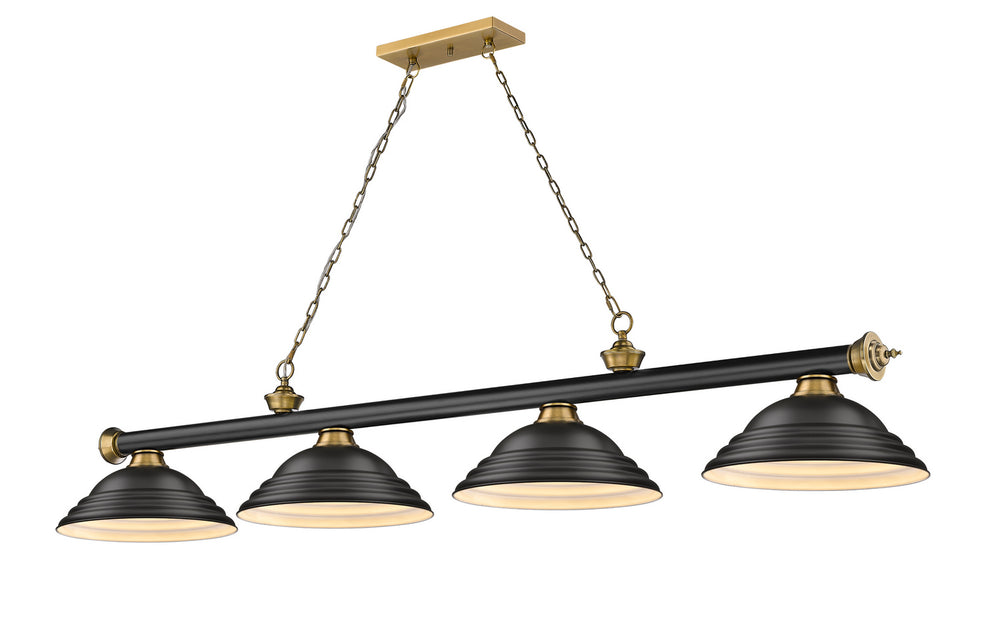 Z-Lite Canada - Four Light Billiard - Cordon - Matte Black + Rubbed Brass- Union Lighting Luminaires Decor
