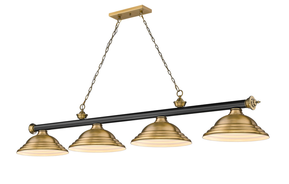 Z-Lite Canada - Four Light Billiard - Cordon - Matte Black + Rubbed Brass- Union Lighting Luminaires Decor