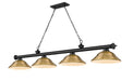 Z-Lite Canada - Four Light Billiard - Cordon - Matte Black- Union Lighting Luminaires Decor