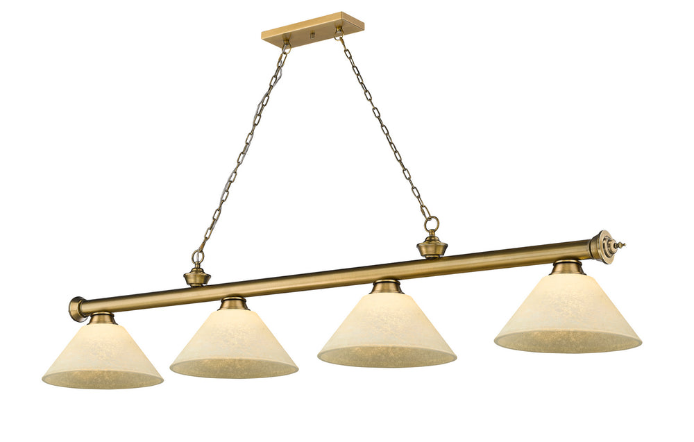 Z-Lite Canada - Four Light Billiard - Cordon - Rubbed Brass- Union Lighting Luminaires Decor
