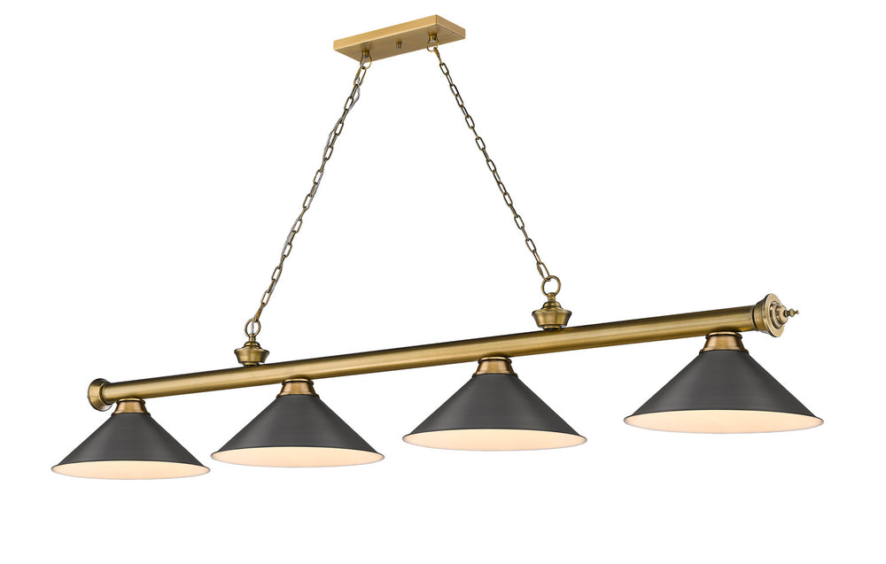 Z-Lite Canada - Four Light Billiard - Cordon - Rubbed Brass- Union Lighting Luminaires Decor