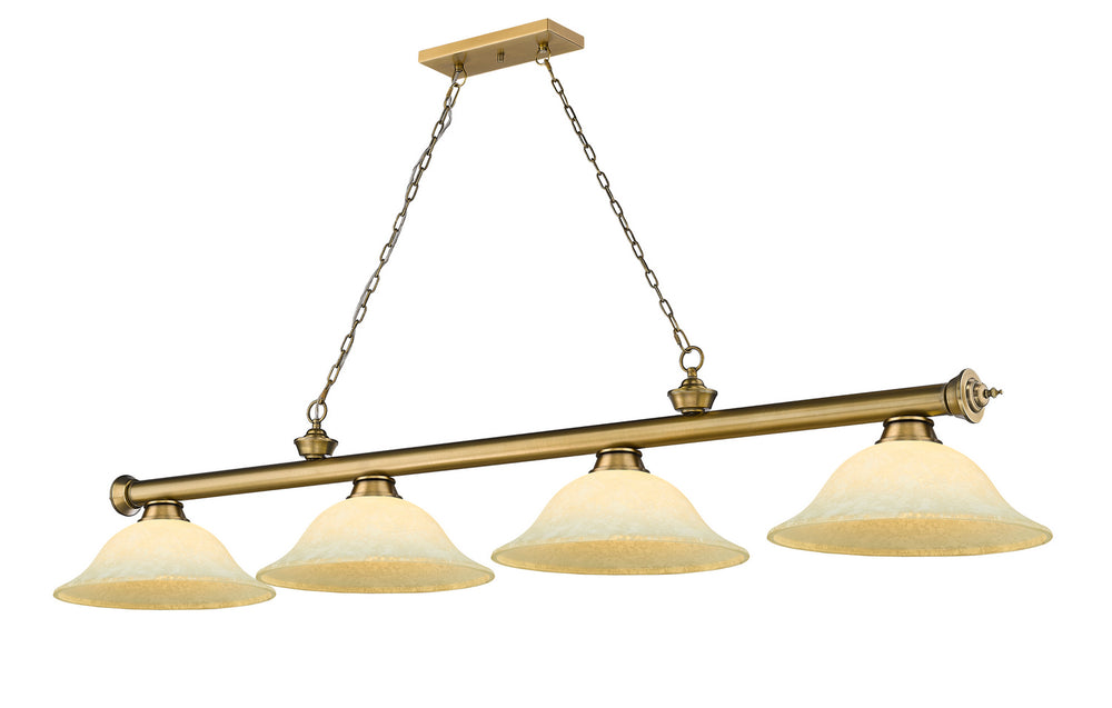 Z-Lite Canada - Four Light Billiard - Cordon - Rubbed Brass- Union Lighting Luminaires Decor