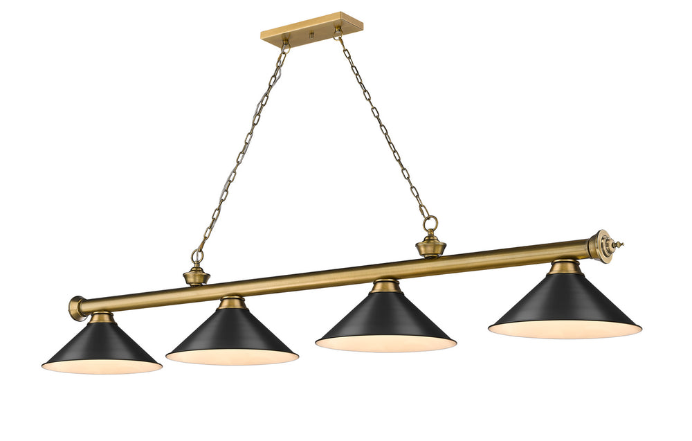 Z-Lite Canada - Four Light Billiard - Cordon - Rubbed Brass- Union Lighting Luminaires Decor