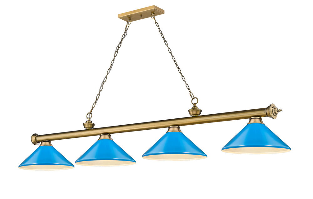 Z-Lite Canada - Four Light Billiard - Cordon - Rubbed Brass- Union Lighting Luminaires Decor