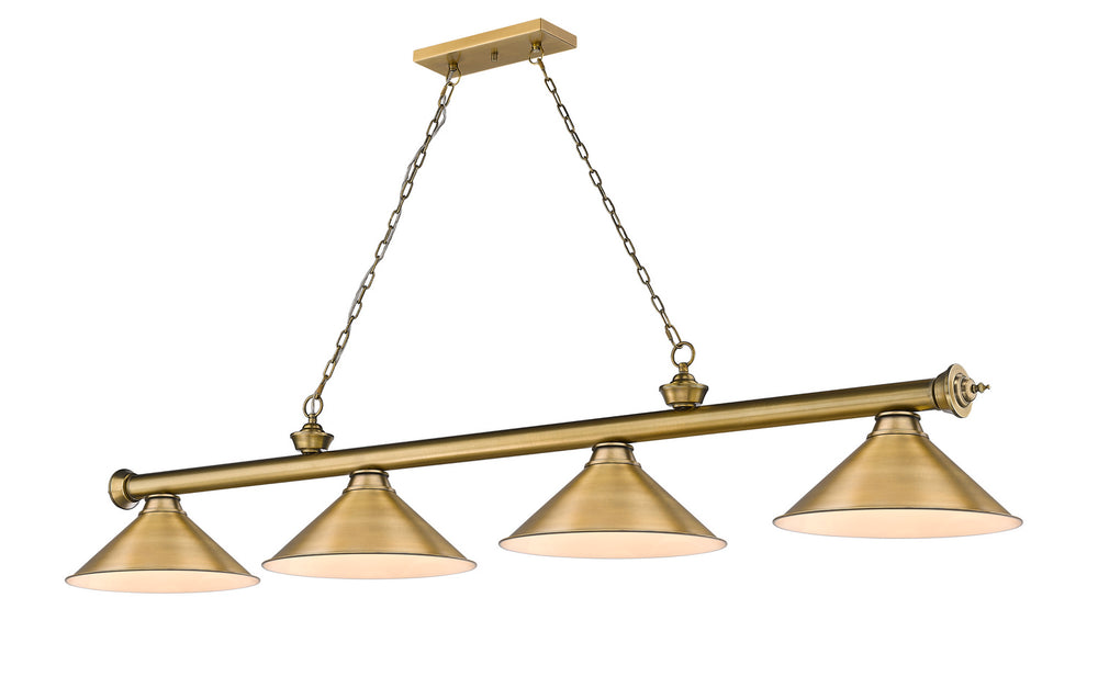 Z-Lite Canada - Four Light Billiard - Cordon - Rubbed Brass- Union Lighting Luminaires Decor