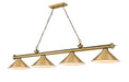Z-Lite Canada - Four Light Billiard - Cordon - Rubbed Brass- Union Lighting Luminaires Decor