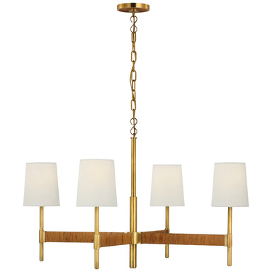 Visual Comfort Signature Canada - LED Chandelier - Elle - Hand-Rubbed Antique Brass and Dark Rattan- Union Lighting Luminaires Decor