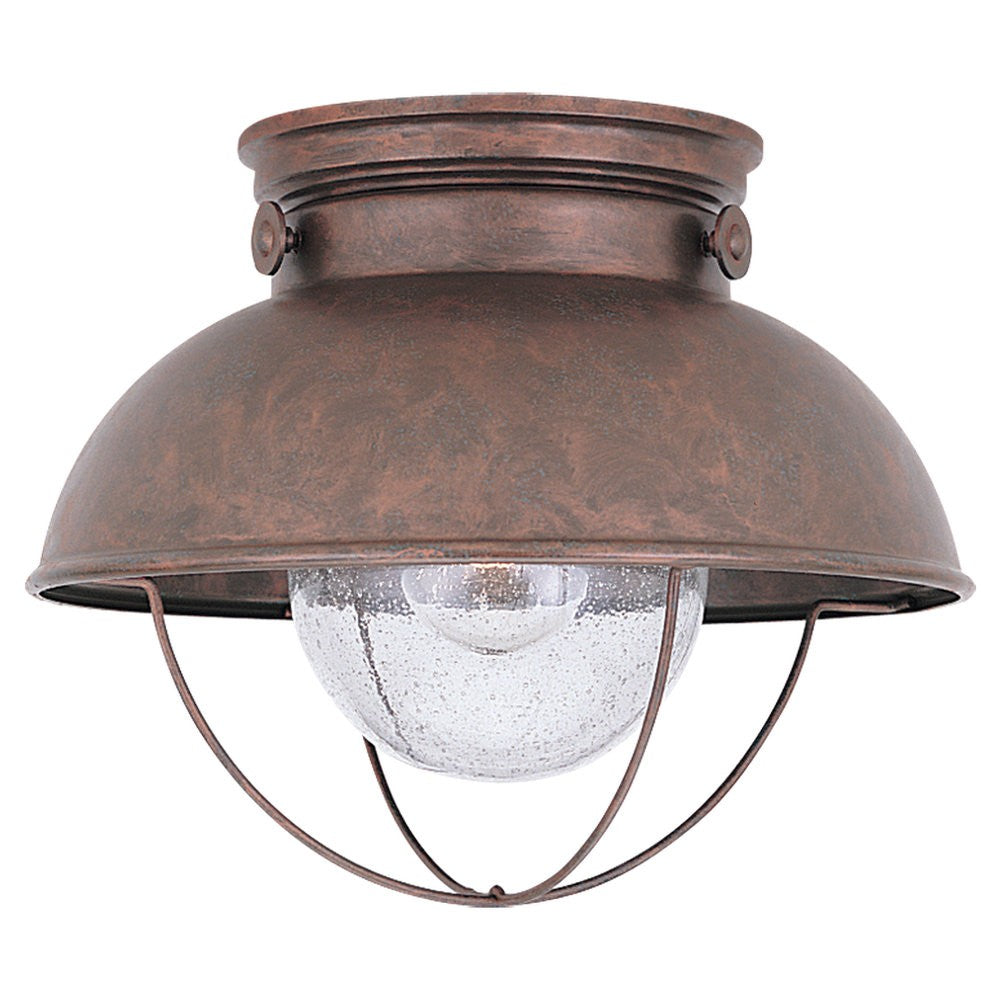 Generation Lighting Canada. - One Light Outdoor Flush Mount - Sebring - Weathered Copper- Union Lighting Luminaires Decor