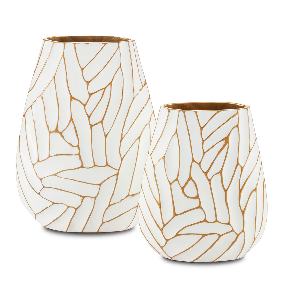 Currey and Company - Vase - Anika Collection - White/Gold- Union Lighting Luminaires Decor
