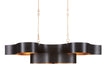 Currey and Company - Six Light Chandelier - Grand Lotus Collection - Satin Black/Contemporary Gold Leaf- Union Lighting Luminaires Decor