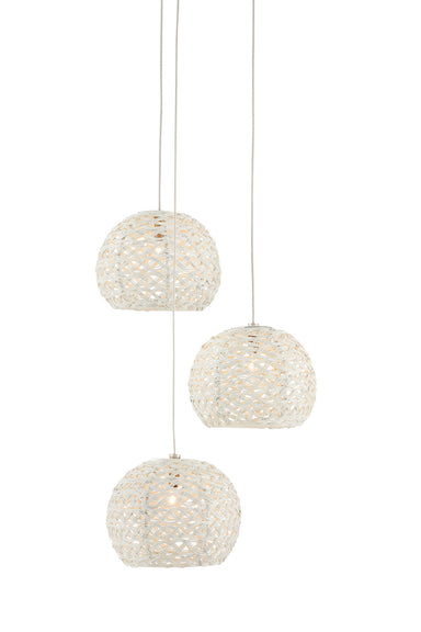 Currey and Company - Three Light Pendant - Piero - White/Painted Silver- Union Lighting Luminaires Decor
