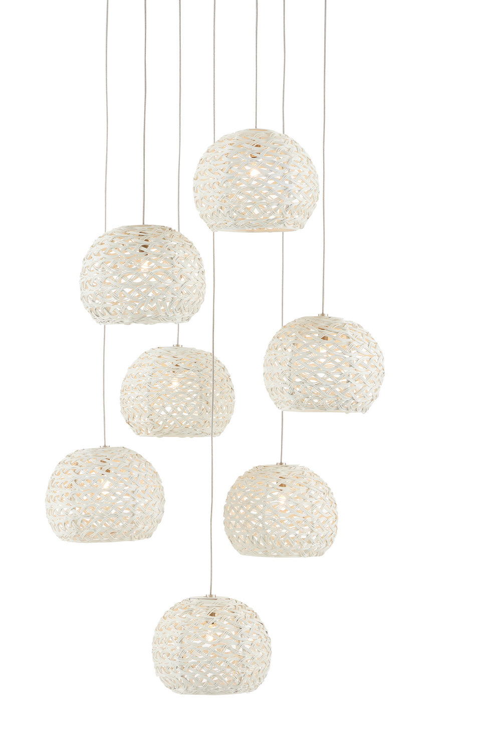 Currey and Company - Seven Light Pendant - Piero - White/Painted Silver- Union Lighting Luminaires Decor