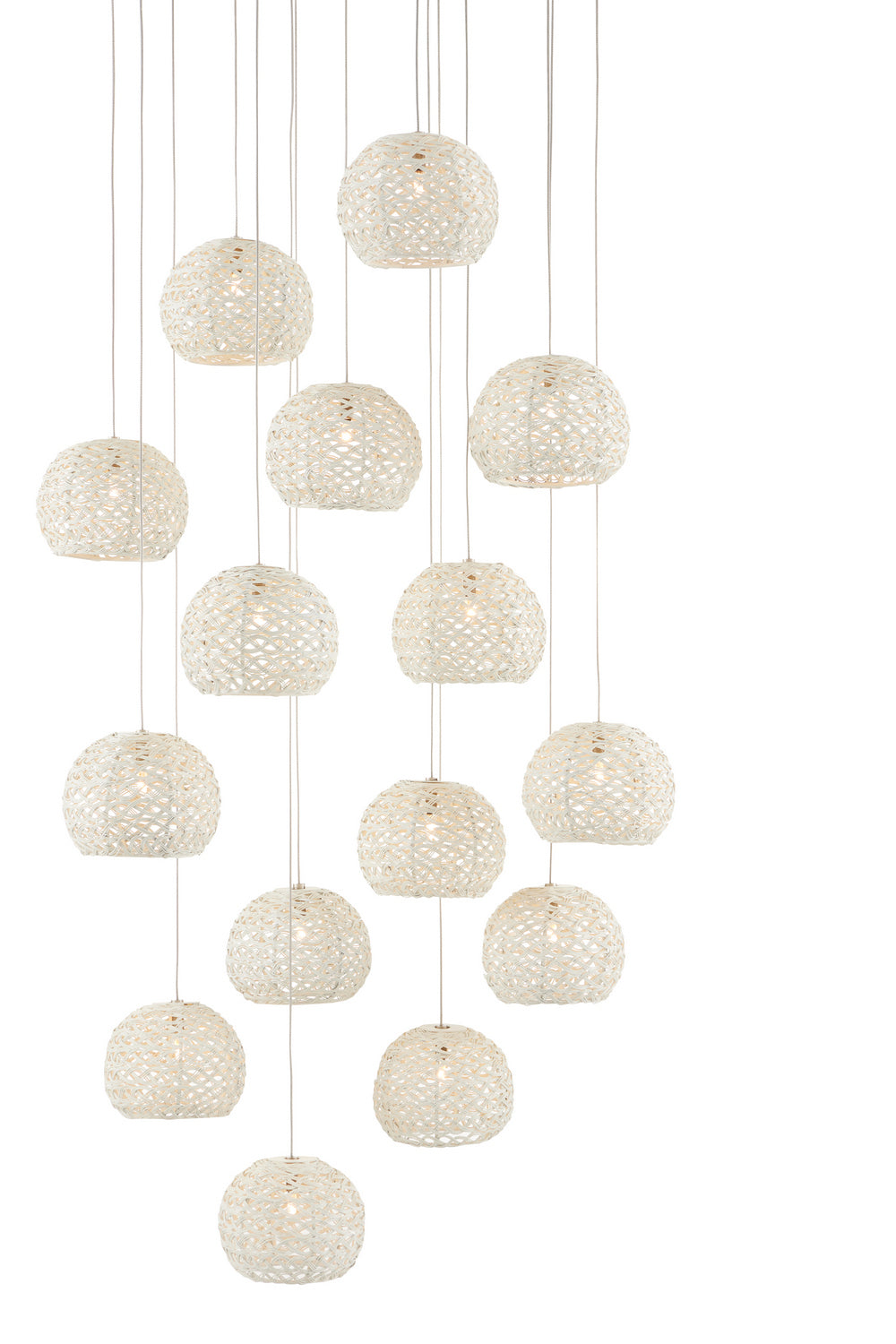 Currey and Company - 15 Light Pendant - Piero - White/Painted Silver- Union Lighting Luminaires Decor