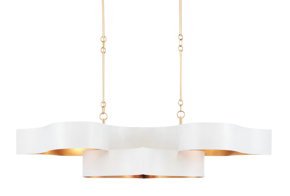 Currey and Company - Six Light Chandelier - Grand Lotus Collection - Sugar White/Contemporary Gold Leaf- Union Lighting Luminaires Decor