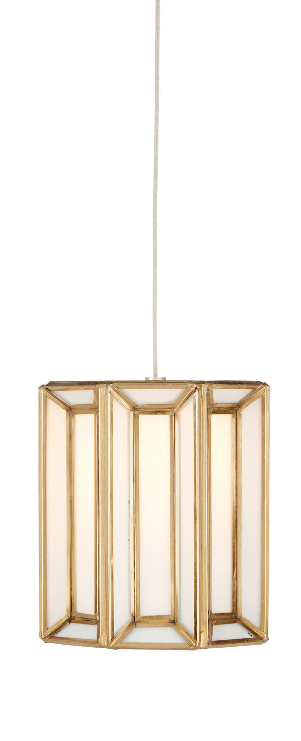 Currey and Company - One Light Pendant - Daze Collection - White/Antique Brass- Union Lighting Luminaires Decor