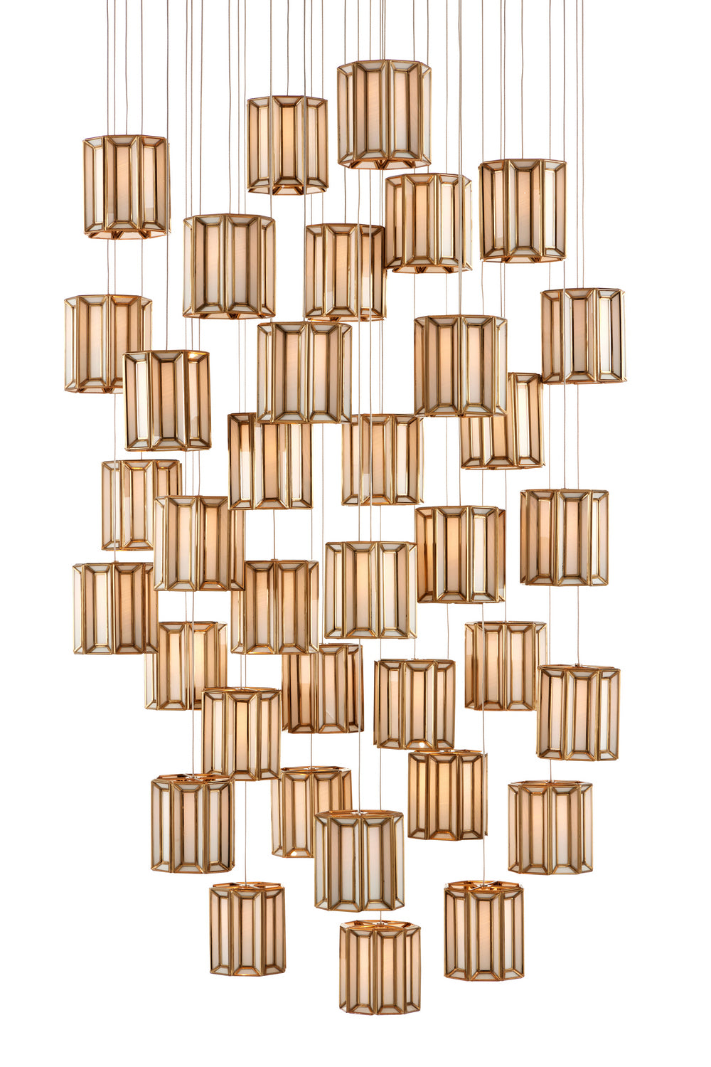 Currey and Company - 36 Light Pendant - Daze Collection - White/Antique Brass- Union Lighting Luminaires Decor