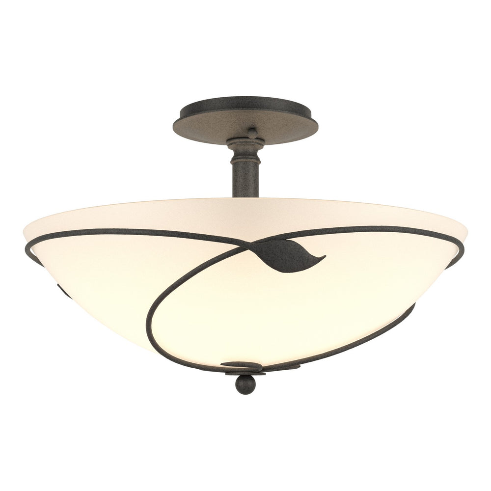 Hubbardton Forge - Three Light Semi-Flush Mount - Leaf - Natural Iron- Union Lighting Luminaires Decor