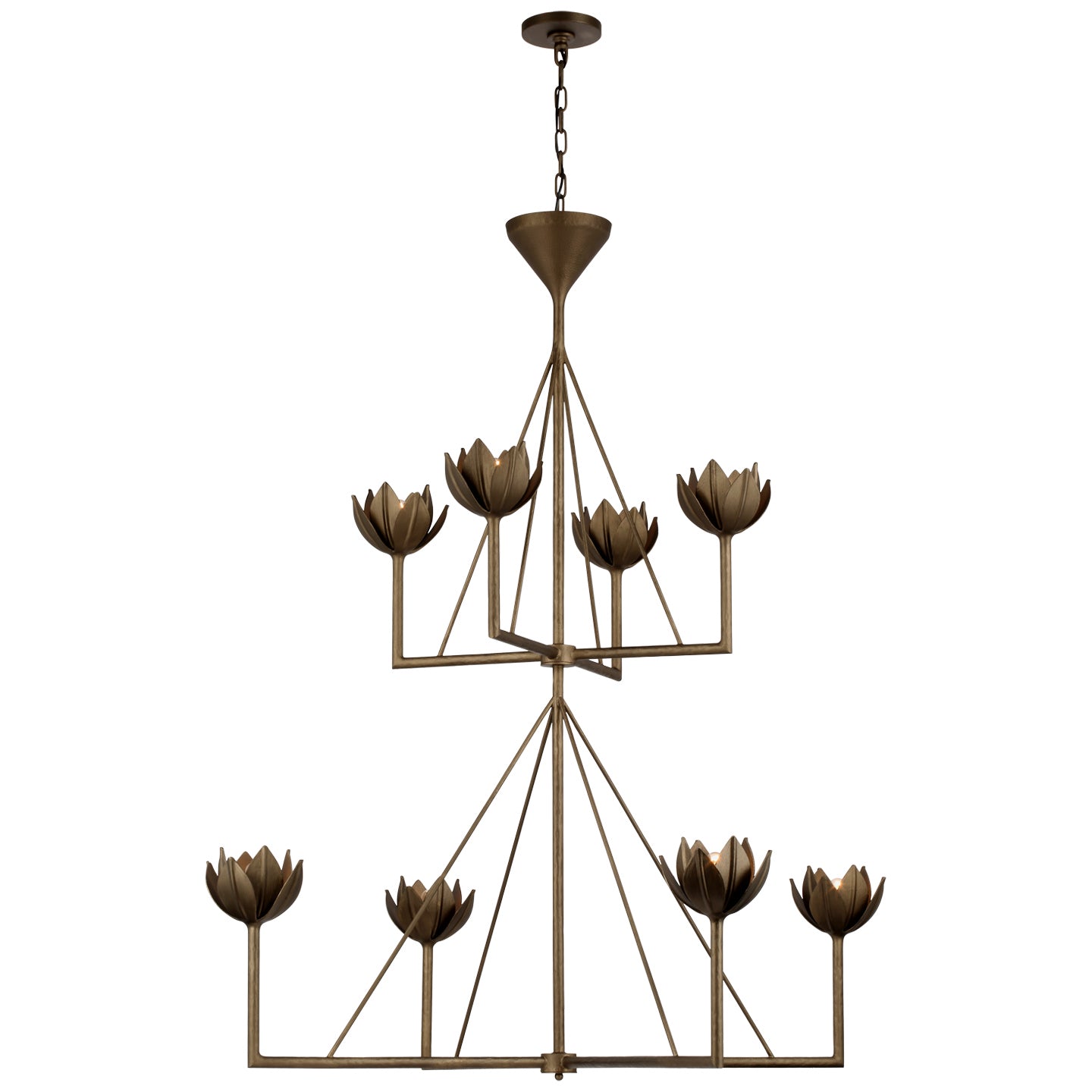 Visual Comfort Signature Canada - Eight Light Chandelier - Alberto - Antique Bronze Leaf- Union Lighting Luminaires Decor