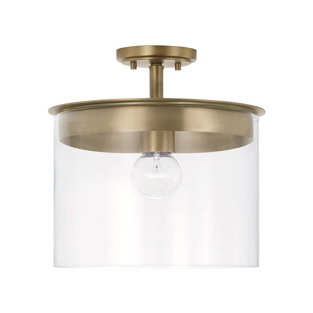 Capital Lighting - One Light Semi Flush Mount - Mason - Aged Brass- Union Lighting Luminaires Decor
