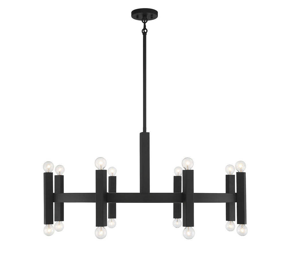 Meridian - 16 Light Chandelier - Matte Black- Union Lighting Luminaires Decor
