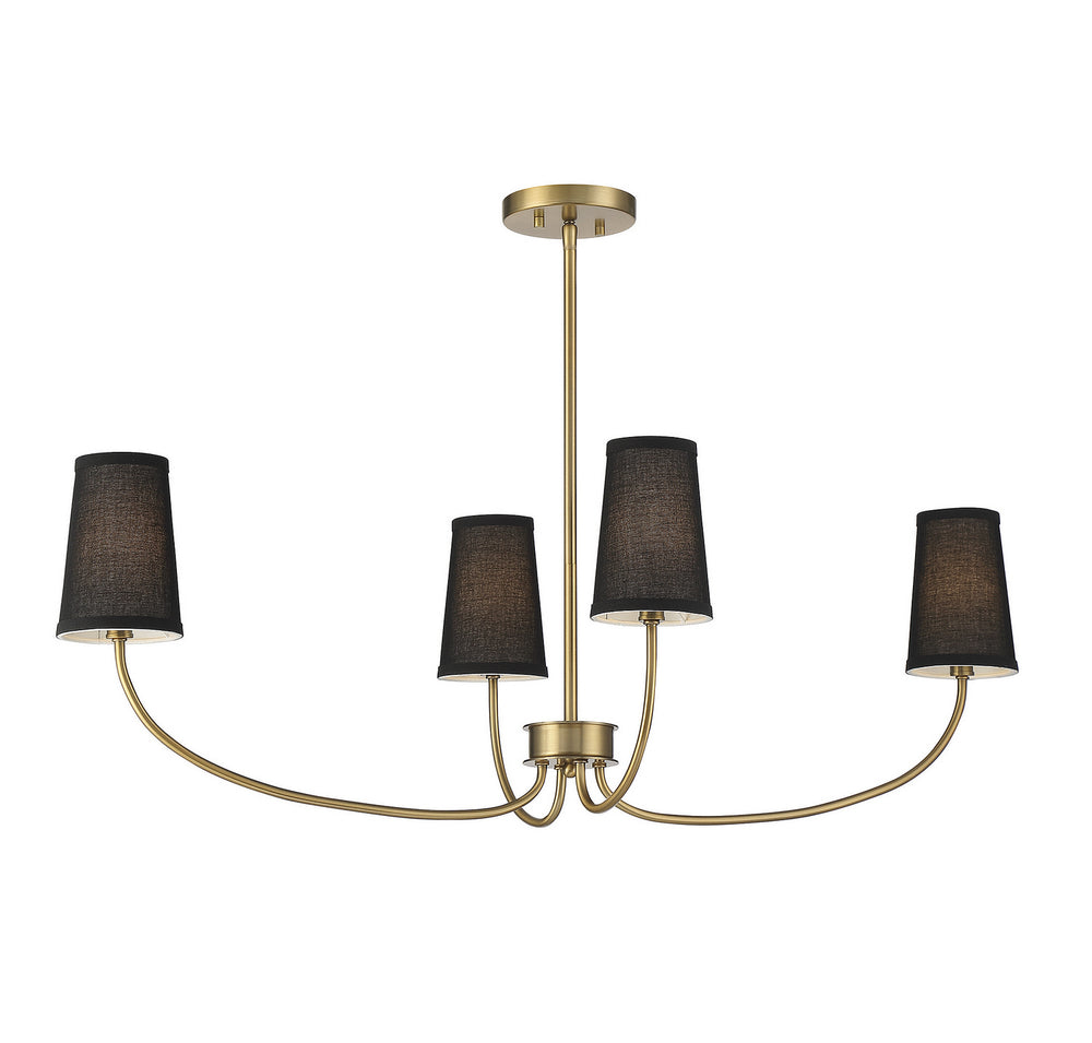 Meridian - Four Light Chandelier - Natural Brass- Union Lighting Luminaires Decor