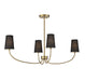 Meridian - Four Light Chandelier - Natural Brass- Union Lighting Luminaires Decor