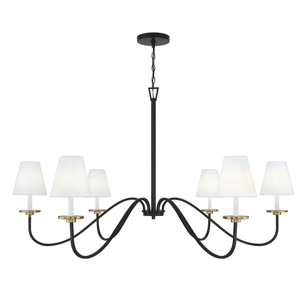 Meridian - Six Light Chandelier - Black with Natural Brass Accents- Union Lighting Luminaires Decor