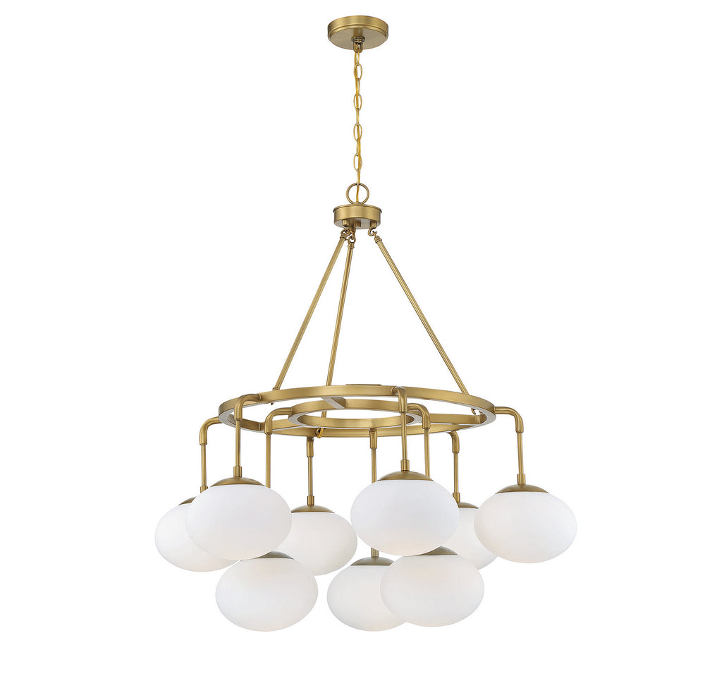 Meridian - Nine Light Chandelier - Natural Brass- Union Lighting Luminaires Decor