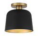 Meridian - One Light Flush Mount - Matte Black with Natural Brass- Union Lighting Luminaires Decor