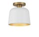Meridian - One Light Flush Mount - White with Natural Brass- Union Lighting Luminaires Decor
