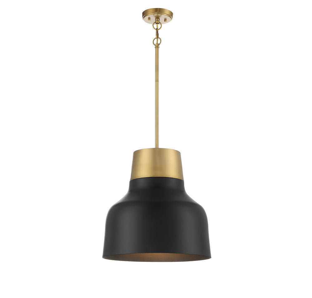 Meridian - One Light Pendant - Matte Black with Natural Brass- Union Lighting Luminaires Decor