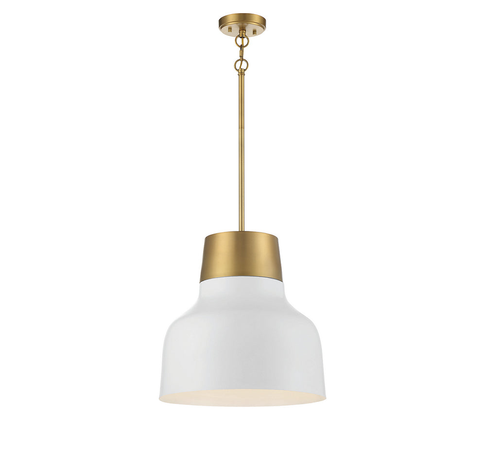 Meridian - One Light Pendant - White with Natural Brass- Union Lighting Luminaires Decor