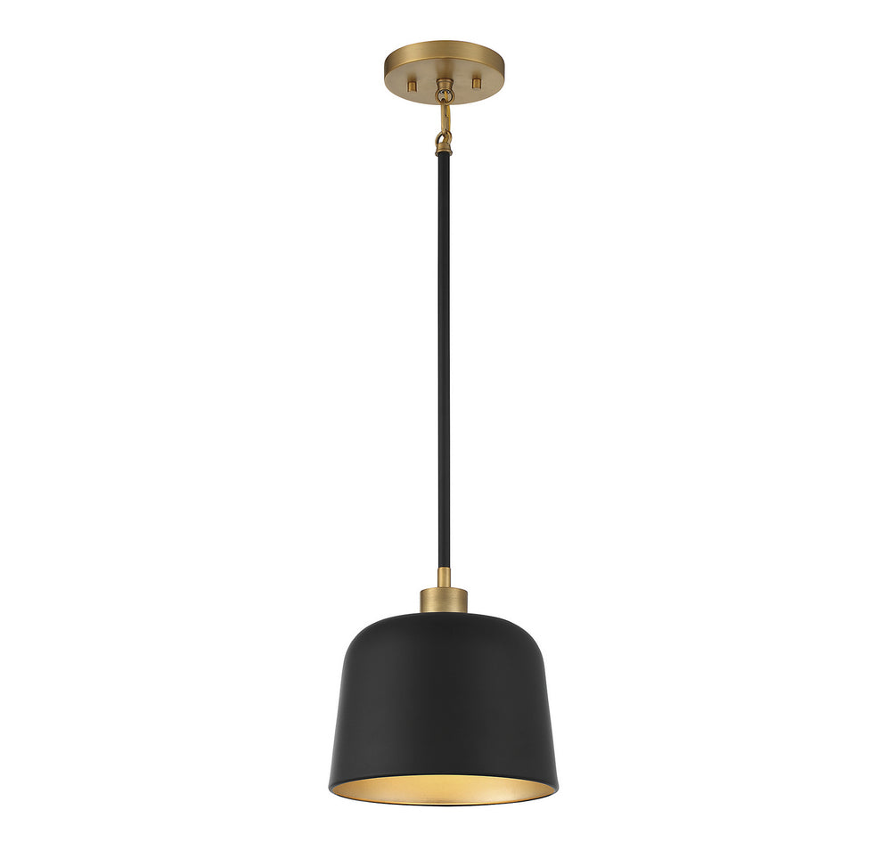 Meridian - One Light Pendant - Matte Black with Natural Brass- Union Lighting Luminaires Decor