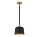 Meridian - One Light Pendant - Matte Black with Natural Brass- Union Lighting Luminaires Decor