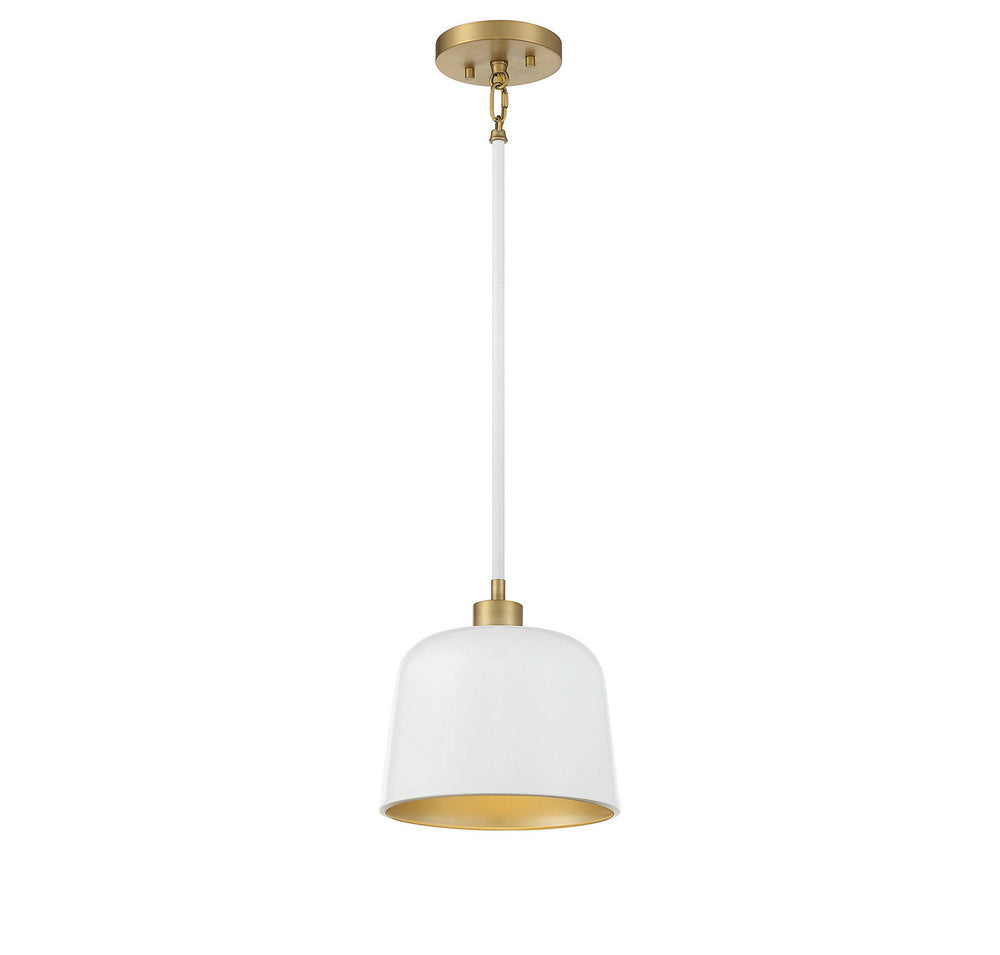 Meridian - One Light Pendant - White with Natural Brass- Union Lighting Luminaires Decor