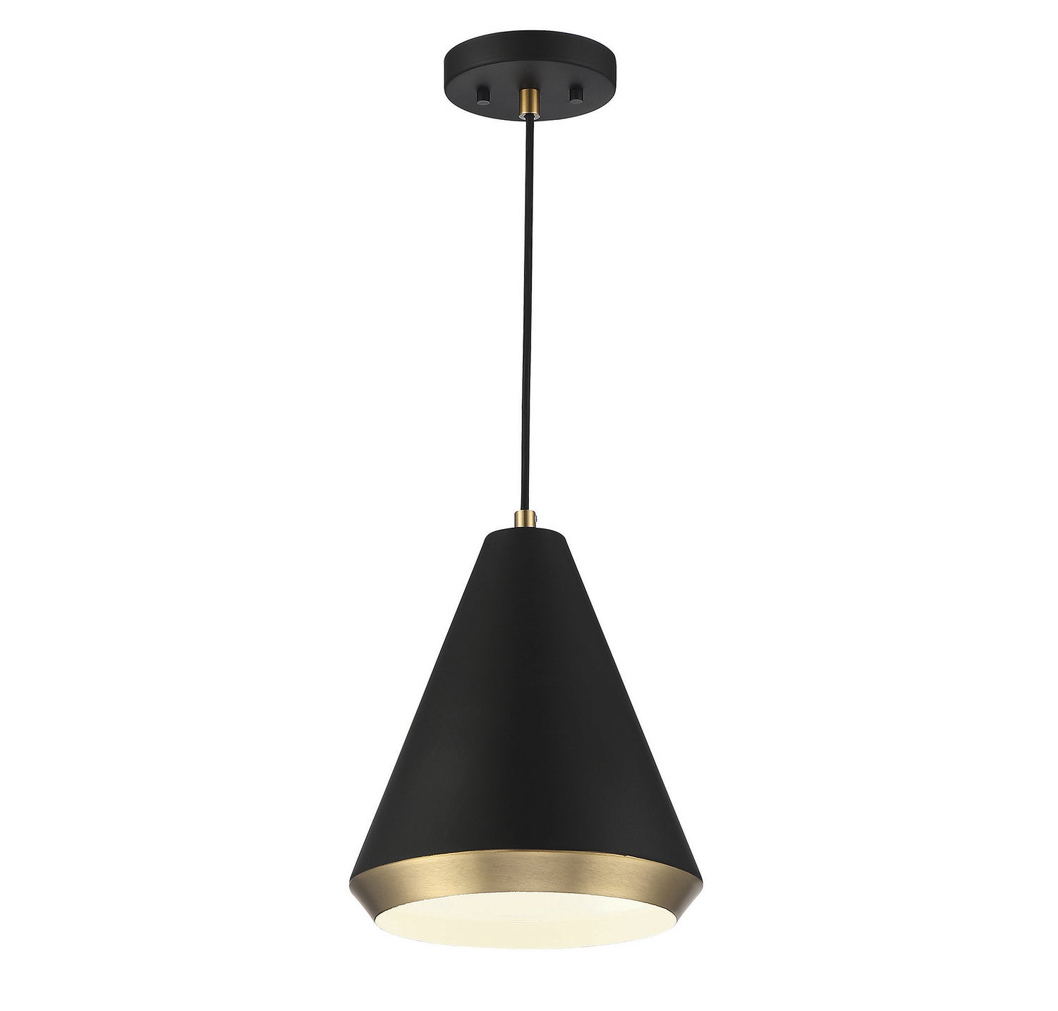 Meridian - One Light Pendant - Matte Black with Natural Brass- Union Lighting Luminaires Decor