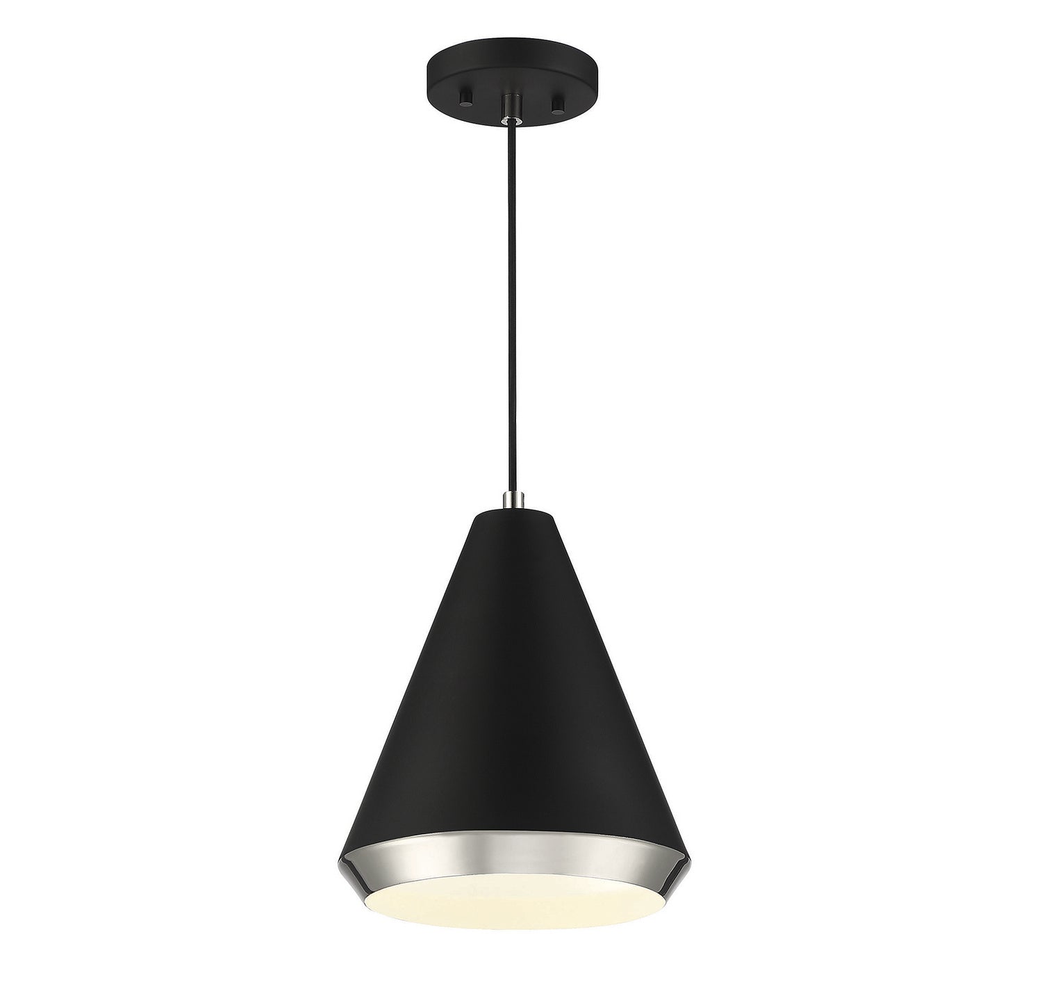 Meridian - One Light Pendant - Matte Black with Polished Nickel- Union Lighting Luminaires Decor