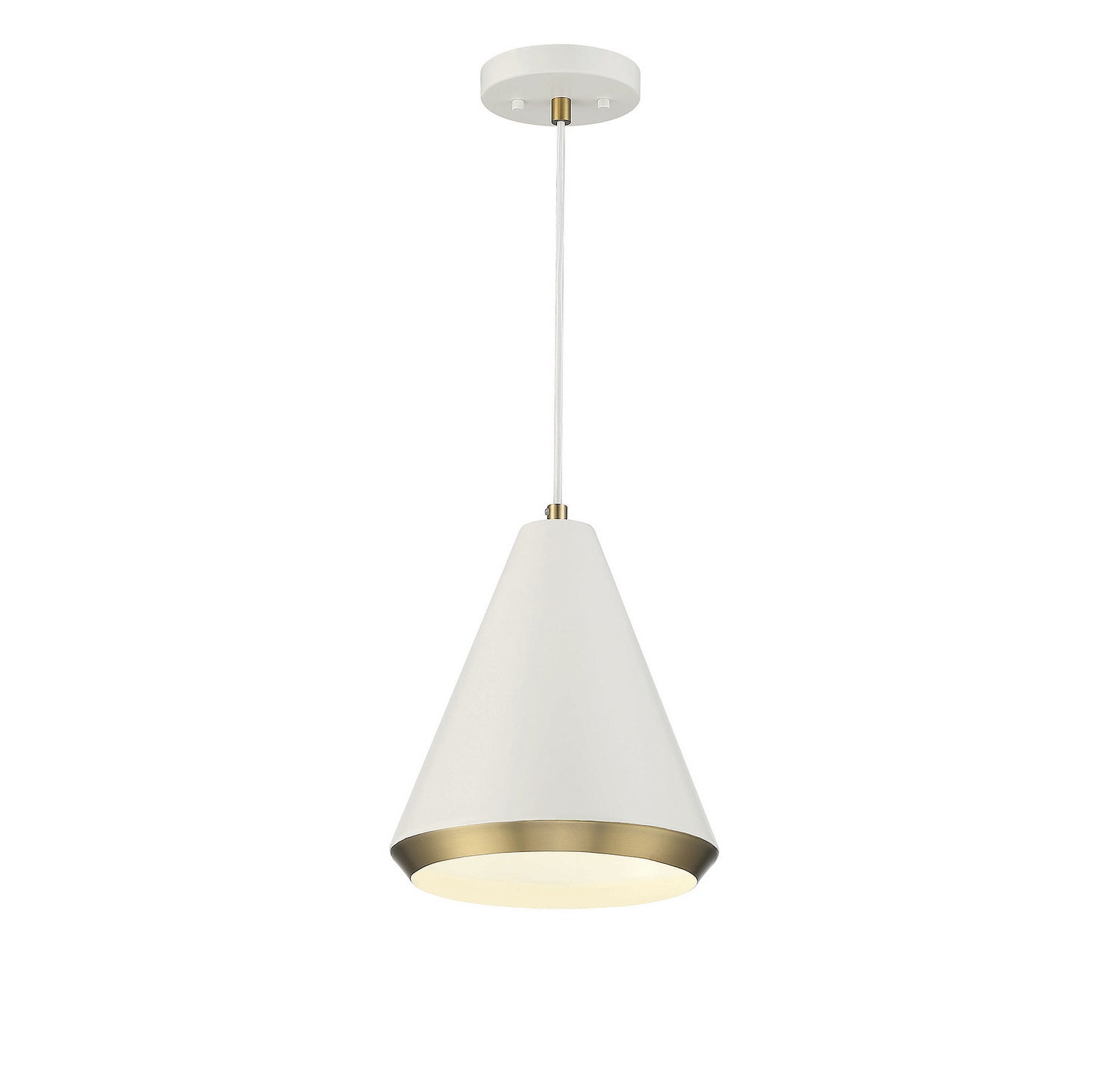 Meridian - One Light Pendant - White with Natural Brass- Union Lighting Luminaires Decor